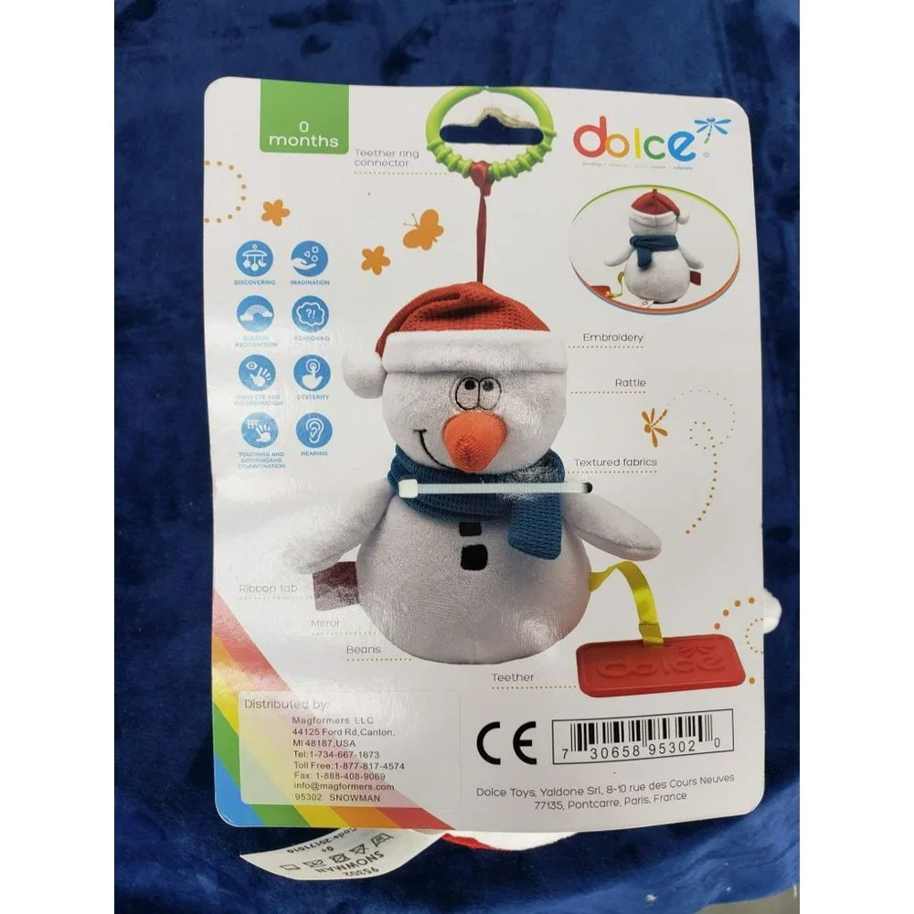 Dolce‎ Snowman Plush White Baby Teething Toy Plush